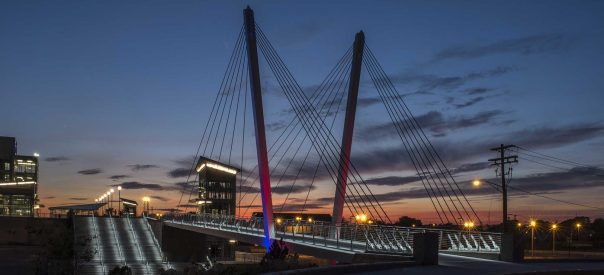 Revere Beach bridge at night